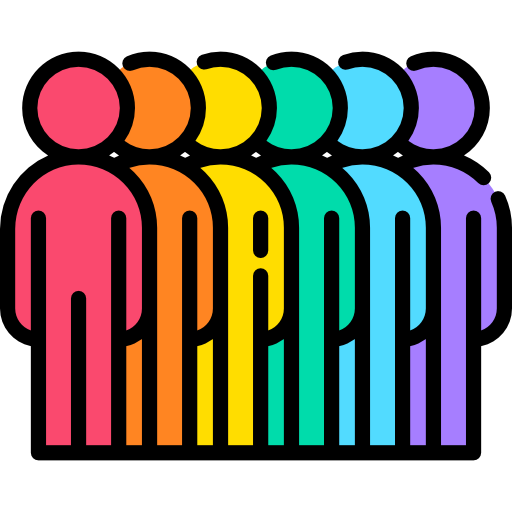 Icon of rainbow-colored people